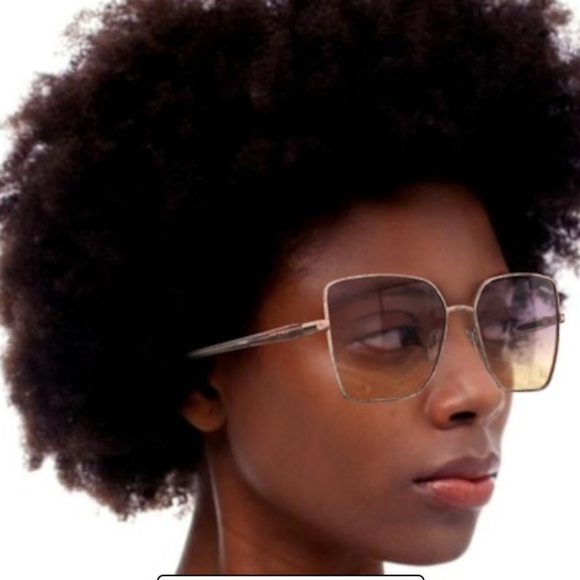 VOGUE Eyewear Cat Eye Yellow Gradient Violet Lenses Rose Gold Frame Sunglasses - Picture 4 of 16